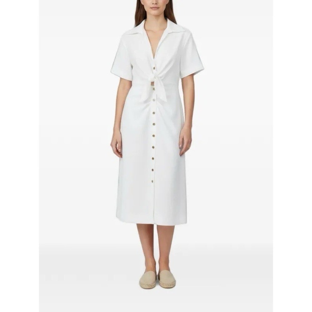 Sandro Women's Nacre‎ Tie Sheath Midi Dress White FR 38 / US 6 Coastal Vacay
